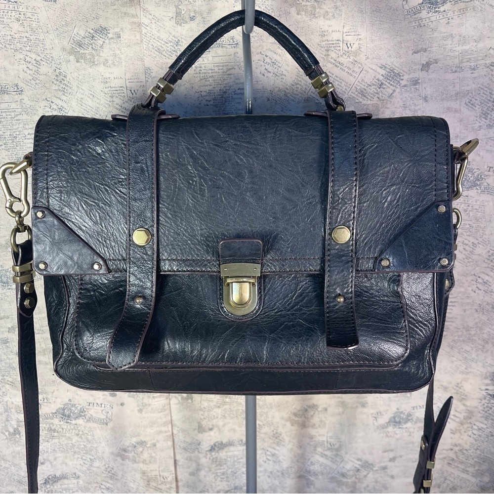 orYANY Julia Leather Satchel Messenger Bag Black Leather Work Crossbody Purse